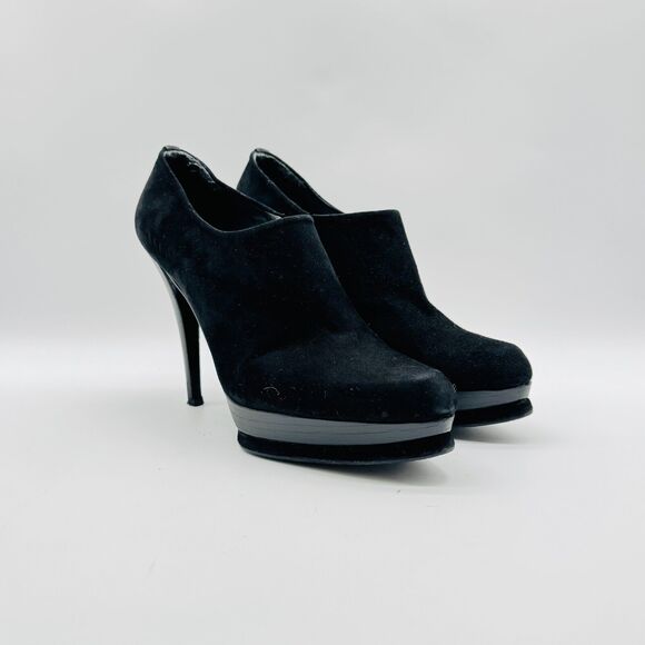 Stuart Weitzman Boots Womens 8 Black Suede Stiletto Ankle Booties Heels Shoes - Picture 1 of 11